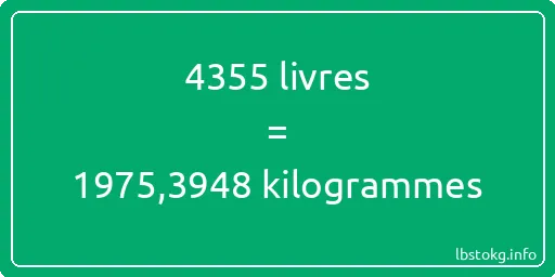 4355 lbs à kg - 4355 livres aux kilogrammes