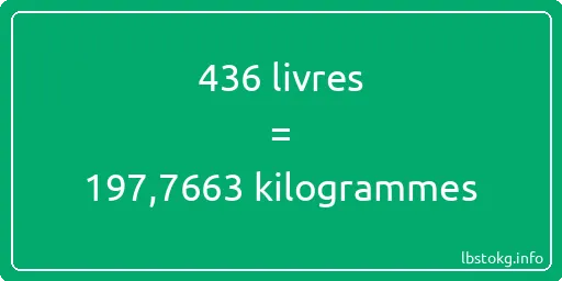 436 lbs à kg - 436 livres aux kilogrammes