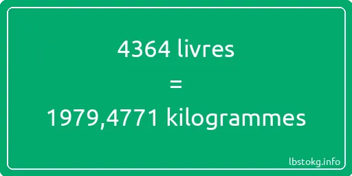 4364 lbs à kg - 4364 livres aux kilogrammes