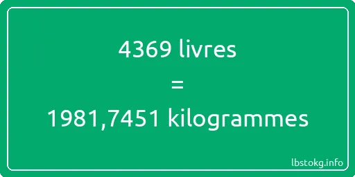 4369 lbs à kg - 4369 livres aux kilogrammes