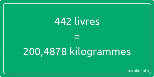 442 lbs à kg - 442 livres aux kilogrammes