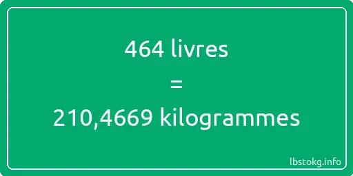 464 lbs à kg - 464 livres aux kilogrammes