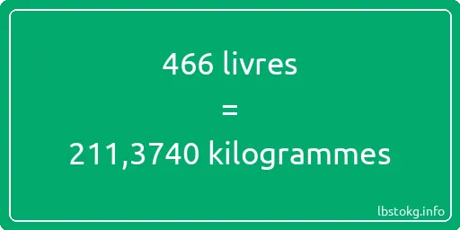 466 lbs à kg - 466 livres aux kilogrammes