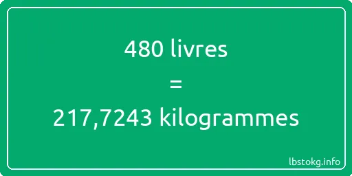 480 lbs à kg - 480 livres aux kilogrammes