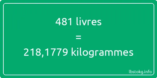 481 lbs à kg - 481 livres aux kilogrammes