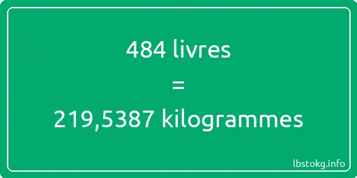 484 lbs à kg - 484 livres aux kilogrammes