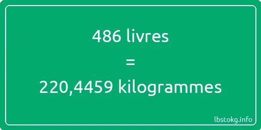 486 lbs à kg - 486 livres aux kilogrammes