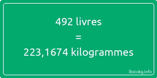 492 lbs à kg - 492 livres aux kilogrammes