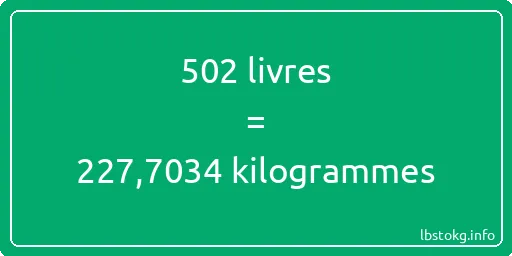 502 lbs à kg - 502 livres aux kilogrammes