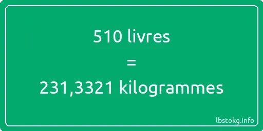 510 lbs à kg - 510 livres aux kilogrammes