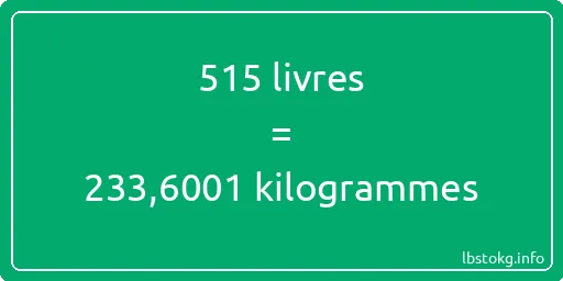 515 lbs à kg - 515 livres aux kilogrammes