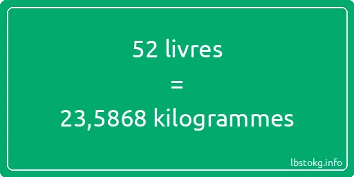 52 lbs à kg - 52 livres aux kilogrammes