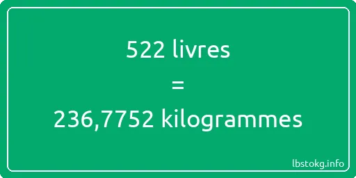 522 lbs à kg - 522 livres aux kilogrammes