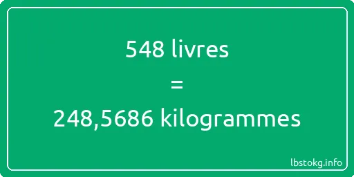 548 lbs à kg - 548 livres aux kilogrammes