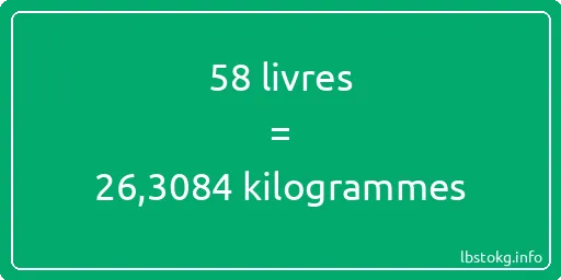 58 lbs à kg - 58 livres aux kilogrammes