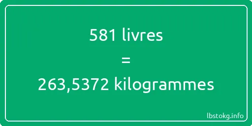 581 lbs à kg - 581 livres aux kilogrammes