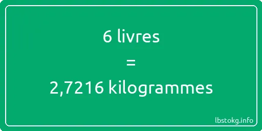 6 lbs à kg - 6 livres aux kilogrammes