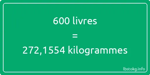 600 lbs à kg - 600 livres aux kilogrammes