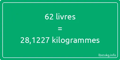 62 lbs à kg - 62 livres aux kilogrammes