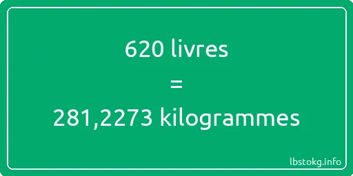 620 lbs à kg - 620 livres aux kilogrammes