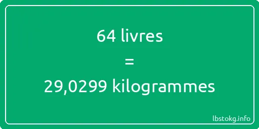 64 lbs à kg - 64 livres aux kilogrammes