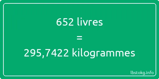 652 lbs à kg - 652 livres aux kilogrammes