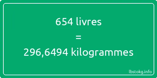 654 lbs à kg - 654 livres aux kilogrammes