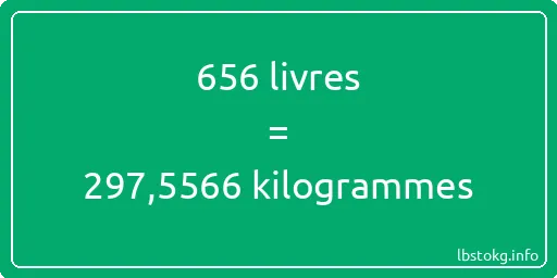 656 lbs à kg - 656 livres aux kilogrammes