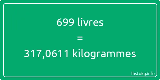 699 lbs à kg - 699 livres aux kilogrammes