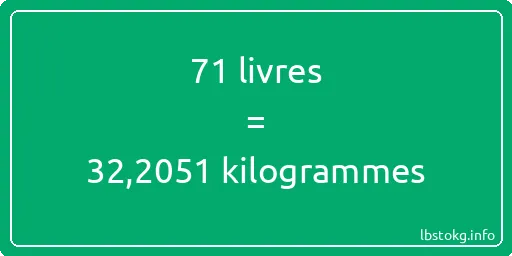 71 lbs à kg - 71 livres aux kilogrammes