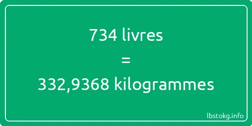 734 lbs à kg - 734 livres aux kilogrammes