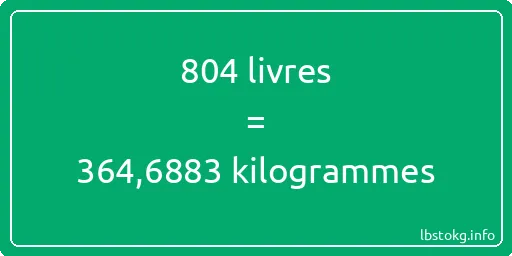 804 lbs à kg - 804 livres aux kilogrammes