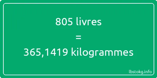 805 lbs à kg - 805 livres aux kilogrammes