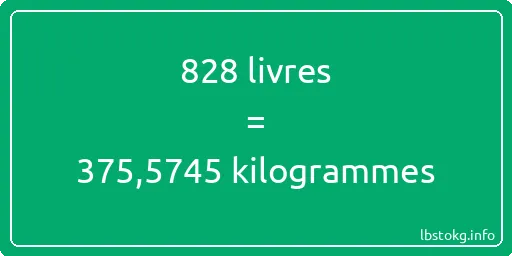 828 lbs à kg - 828 livres aux kilogrammes