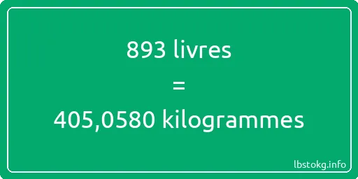 893 lbs à kg - 893 livres aux kilogrammes