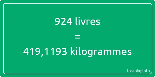 924 lbs à kg - 924 livres aux kilogrammes