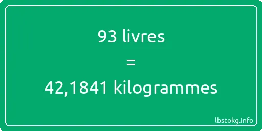 93 lbs à kg - 93 livres aux kilogrammes