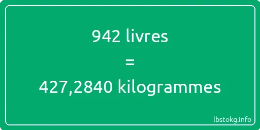 942 lbs à kg - 942 livres aux kilogrammes