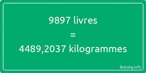 9897 lbs à kg - 9897 livres aux kilogrammes