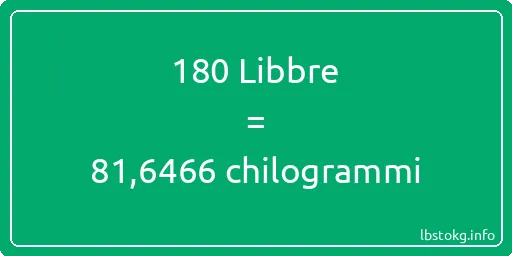 180 Libbre a chilogrammi - 180 Libbre a chilogrammi