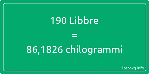 190 Libbre a chilogrammi - 190 Libbre a chilogrammi