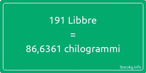 191 Libbre a chilogrammi - 191 Libbre a chilogrammi