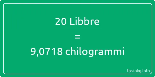 20 Libbre a chilogrammi - 20 Libbre a chilogrammi