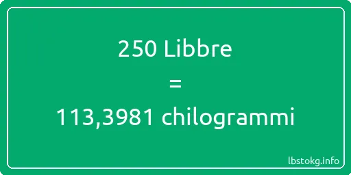 250 Libbre a chilogrammi - 250 Libbre a chilogrammi