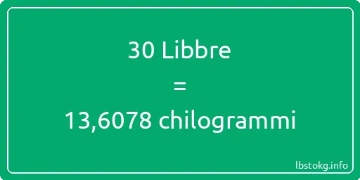 30 Libbre a chilogrammi - 30 Libbre a chilogrammi