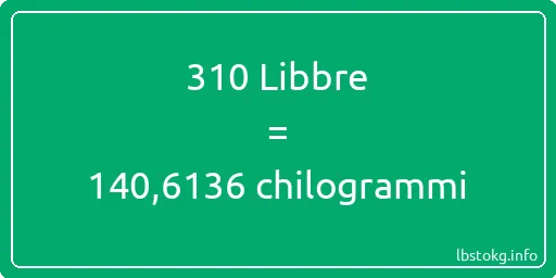 310 Libbre a chilogrammi - 310 Libbre a chilogrammi