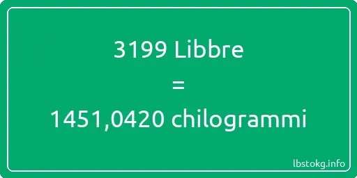 3199 Libbre a chilogrammi - 3199 Libbre a chilogrammi