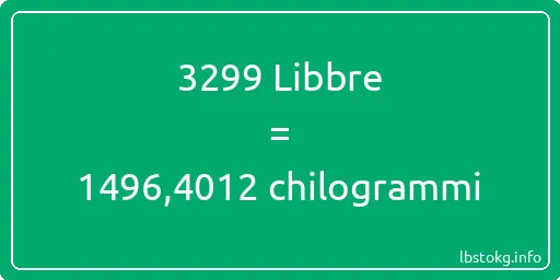 3299 Libbre a chilogrammi - 3299 Libbre a chilogrammi