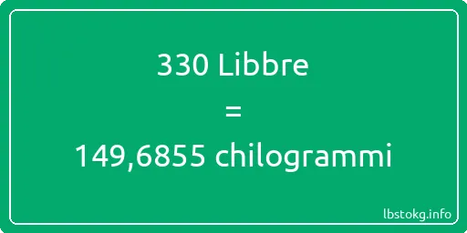 330 Libbre a chilogrammi - 330 Libbre a chilogrammi