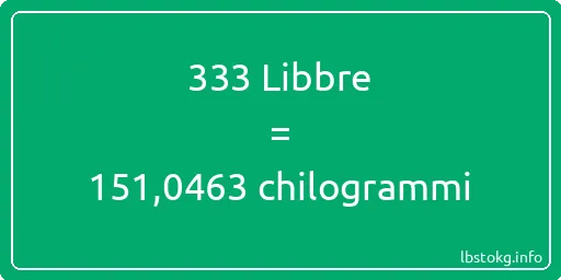 333 Libbre a chilogrammi - 333 Libbre a chilogrammi